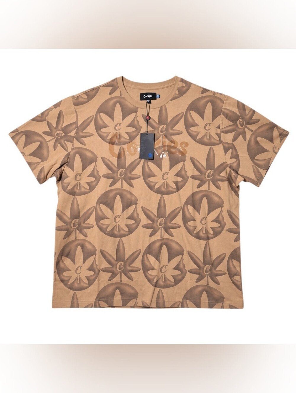 NWT Cookies SF All Over Leaf Graphic Tee Orange Brown 3XL
